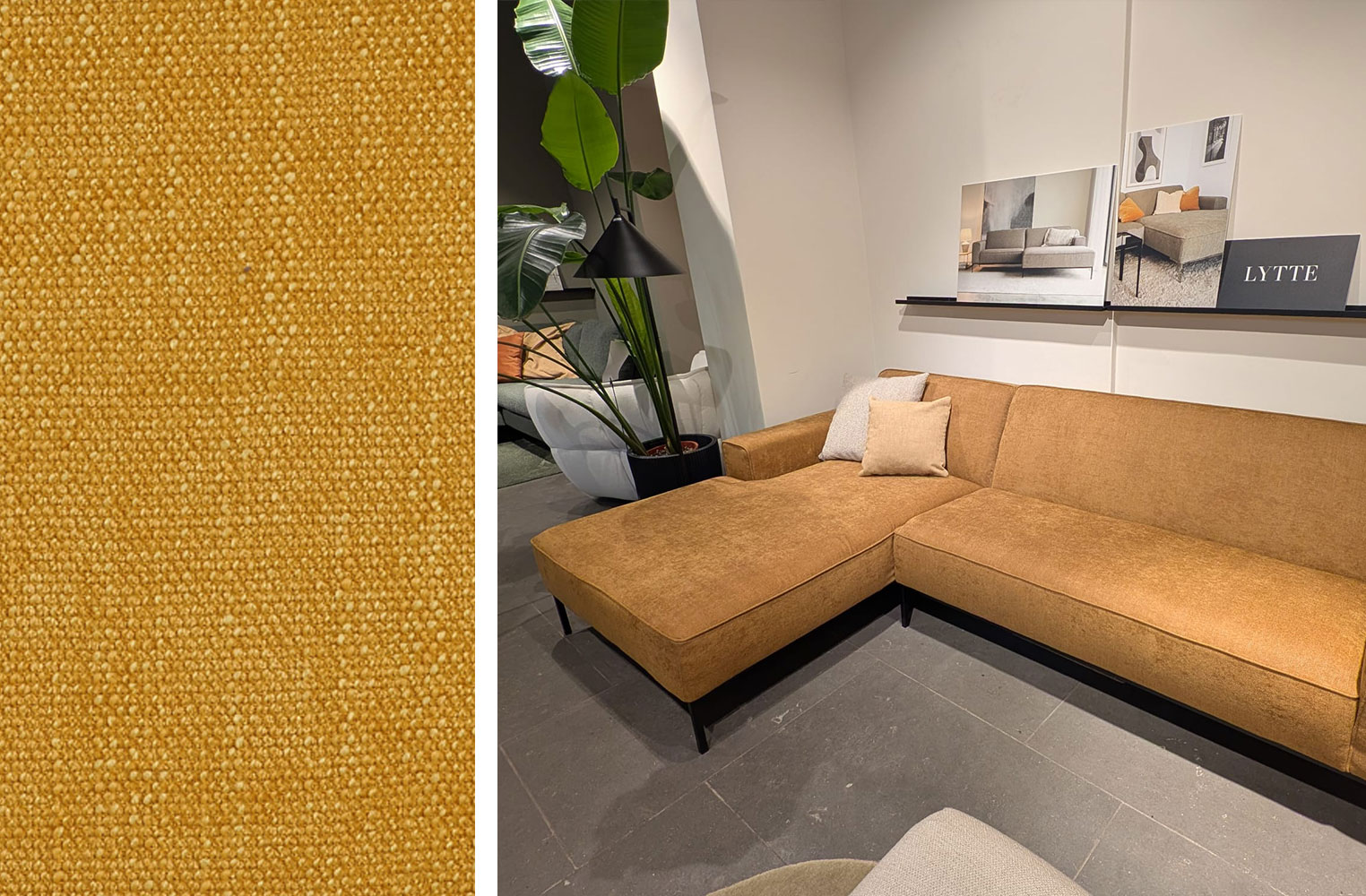 Sofa, Sofa-Eckcouch, Kamelfarbe, Stoffbezug, Wohnzimmer, 