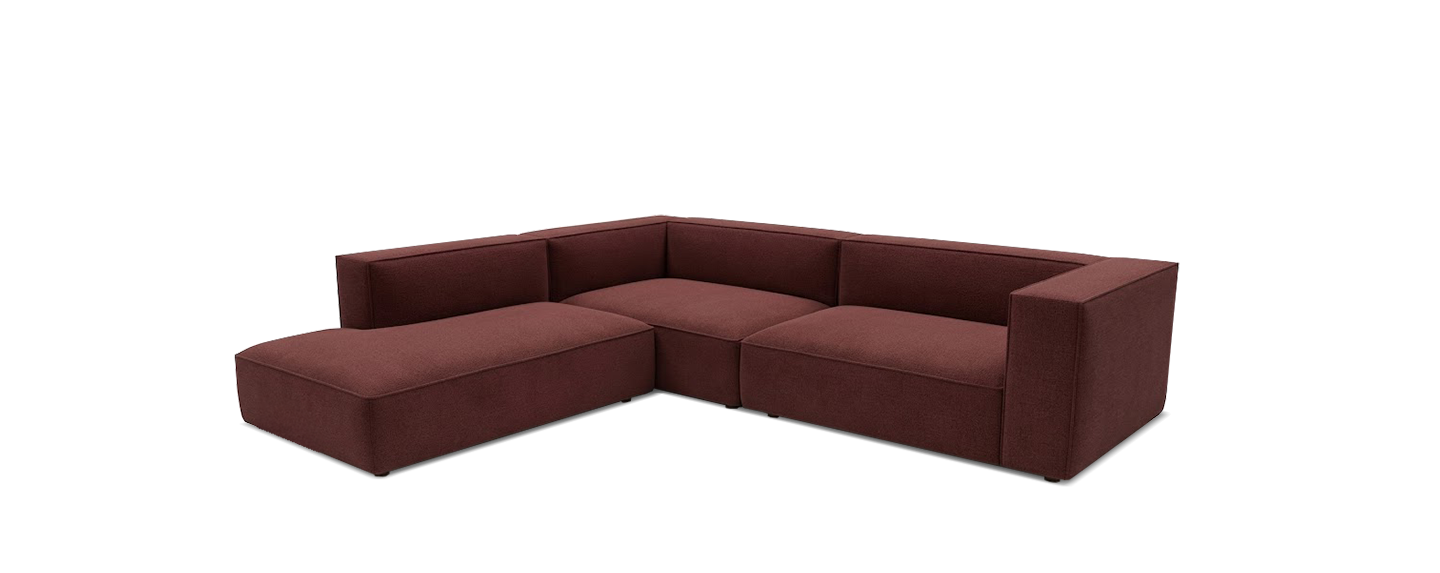 Ecksofa, Wohnzimmersofa, Sofa mit Chaise, Rotbraun, Samtstoff, sofa, sectional, braun, Stoff, Ecksofa, 