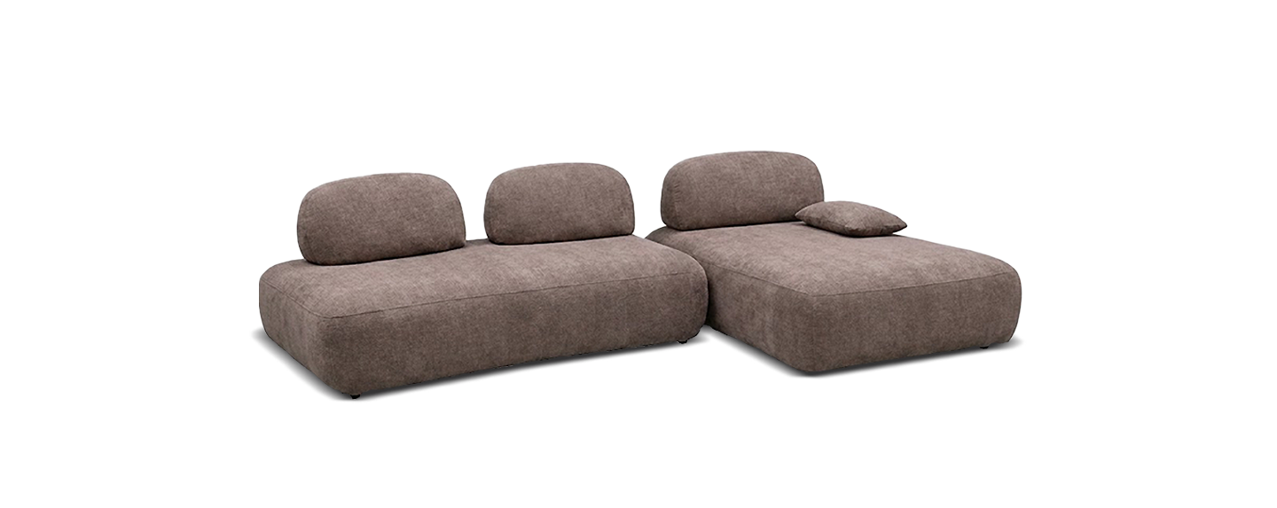 Sofa, Lounge-Sofa, Zweisitzer, Beige Braun, Bezugstoff, 