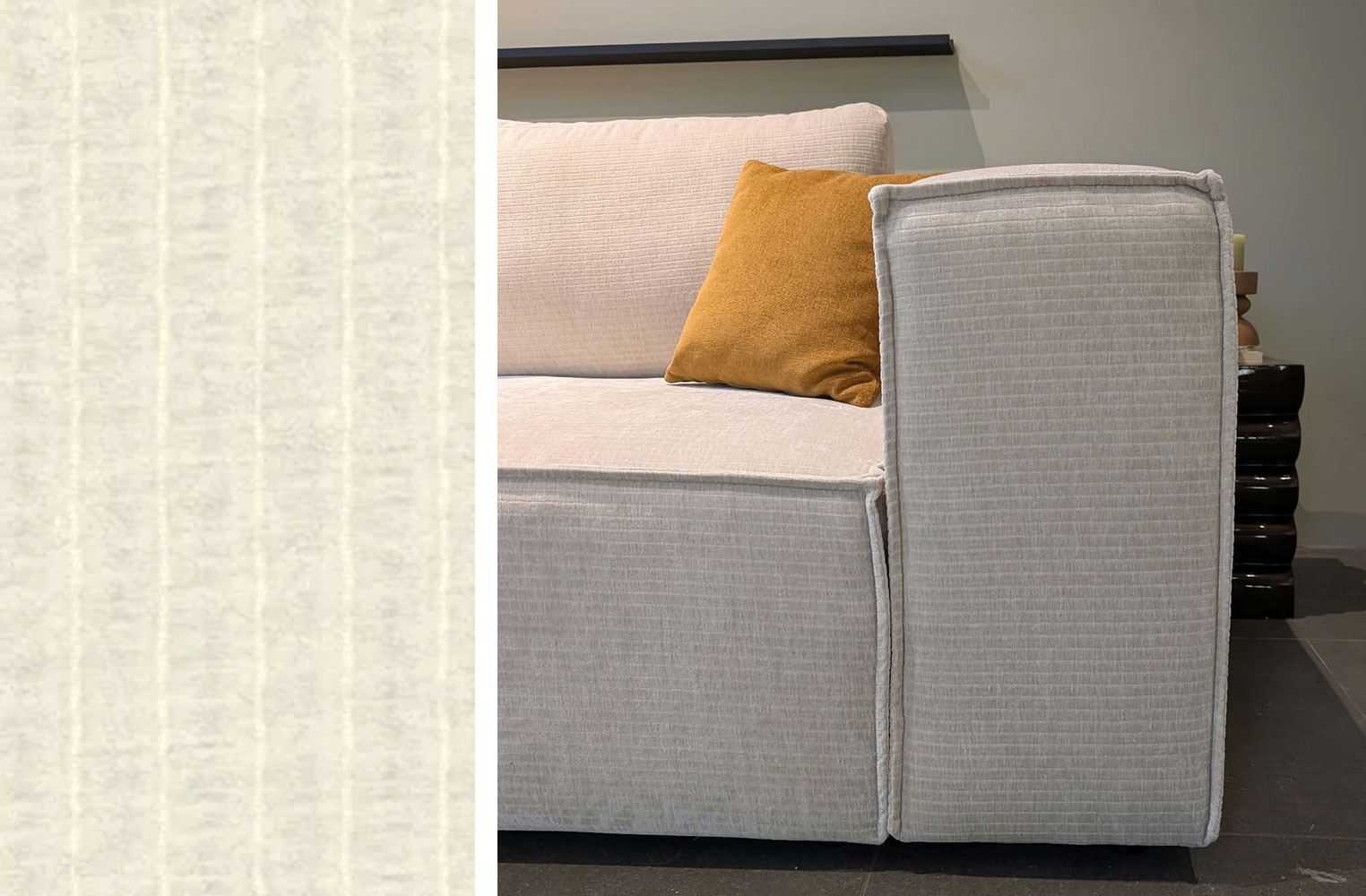 Sofa, Sofa-Landschaft, Sitzelement, Beige, Kissen, 