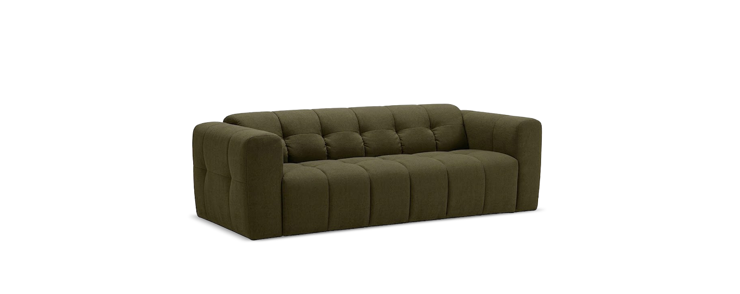 Sofa, LinienVintage, Grün, Gepolstert, 3-Sitzer, Sofa, Olivgrün, Gepunktet, Dreisitzer, Stoff, 