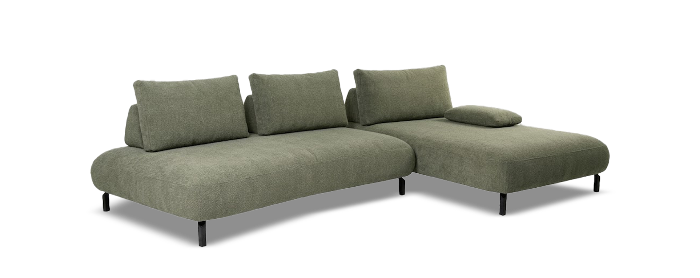 Sofa, Chaiselounge, Grün, Stoffbezug, Sofa-Lisch, Sofa, Sectional, Olivgrün, Stoff, Niedrige Füße, 