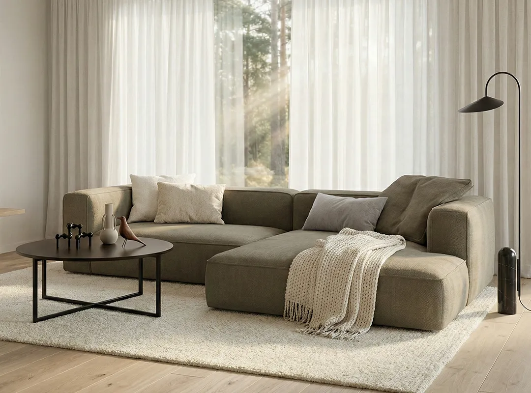 Ecksofa, Chaiselongue, Stoffbezug, Beige, Moderne Form, Sofa, Wohnsofa, Ecksofa, Bezug: Stoff, Wohnzimmer, Dekoration für Zuhause, Kaffeetisch, Mobiliar, Tabelle, Couch, Kaffeetisch, Tabelle, Dekoration für Zuhause, Couch, Wohnzimmer, 