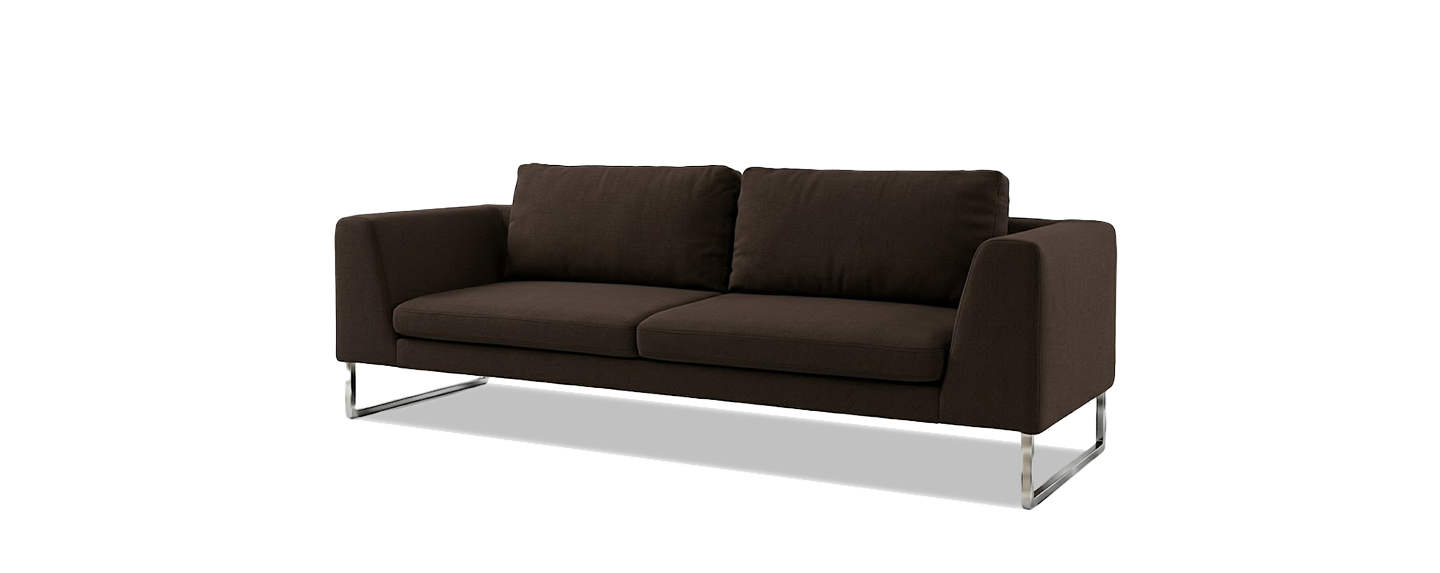 Sofa, Braun, Stoff, Kissen, Chrombeine, 