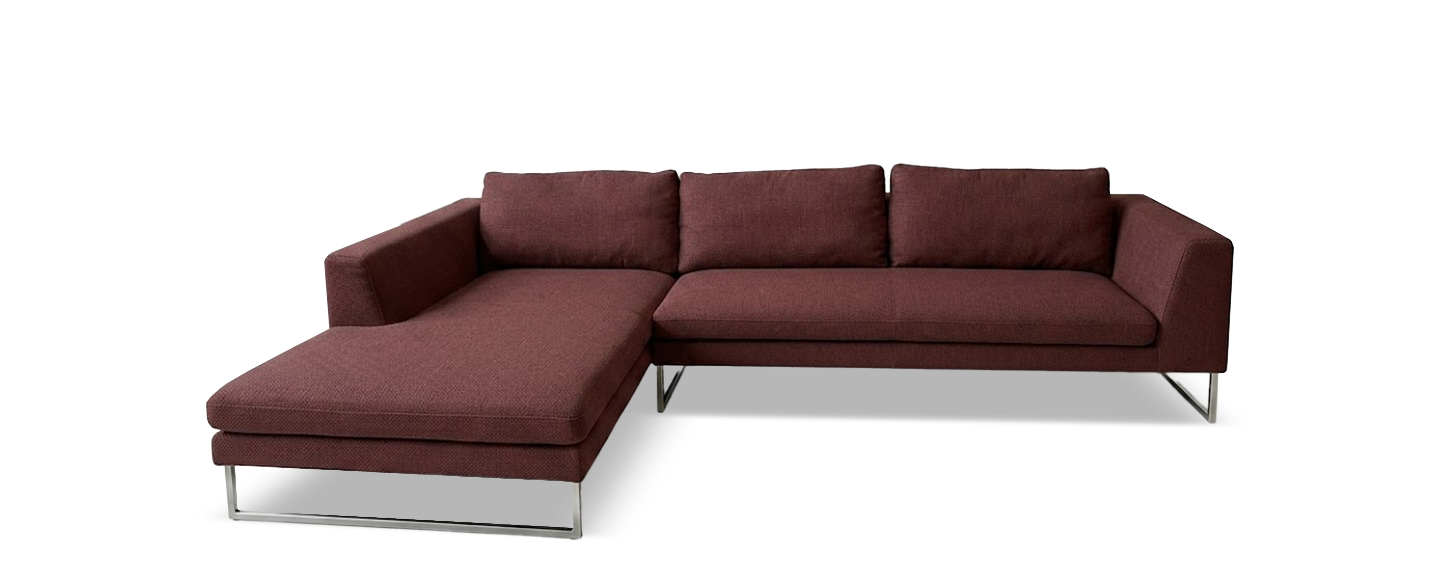 Sofa, Sectional, Bordeaux, Gewebe, Chrombeine, 