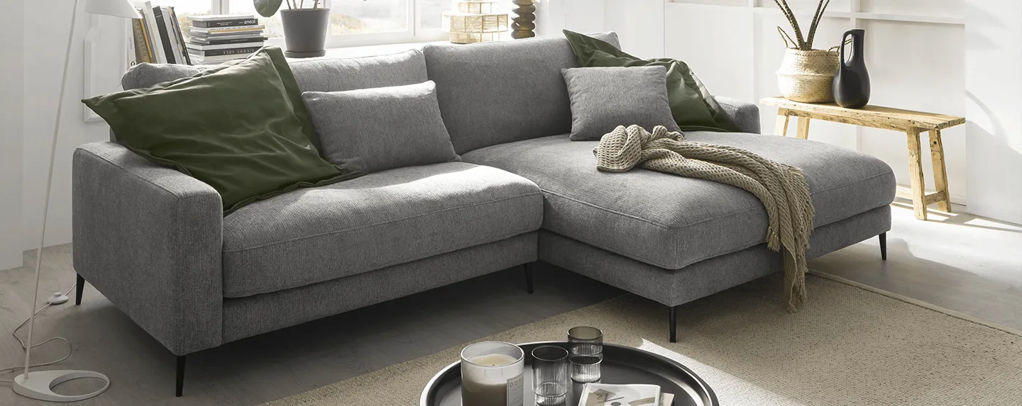 soefacom sofa mit longchair hilma, graues sofa, interior