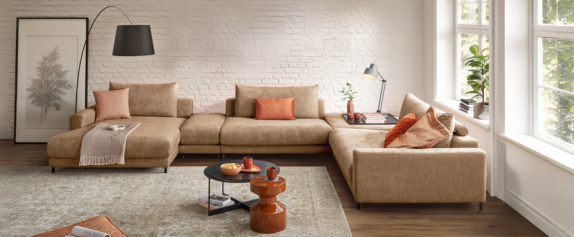 sofa, corner sofa, beige, Stoff, Wohnzimmer, Wohnzimmer, Couch, Dekoration für Zuhause, Lampe, Innenarchitektur, Wohnzimmer, Couch, Dekoration für Zuhause, Lampe, Innenarchitektur, 