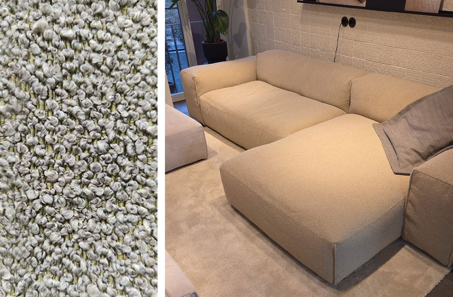 rug texture, Bouclé, Mikrofaser, neutrales Beige, Bodensitzung, 