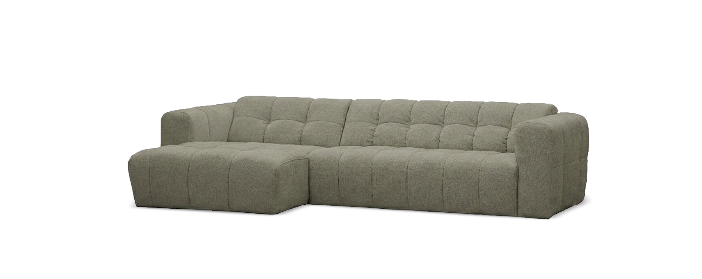 Sofa, Sectional, L-förmig, Stoff, Beige/Oliv, 