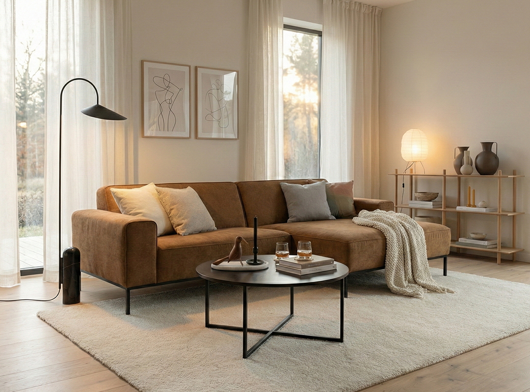 Sofa, Wohnzimmer, Lederstoff, Couchtisch, Teppich, Couch, Mobiliar, Wohnzimmer, Kissen, Dekoration für Zuhause, 