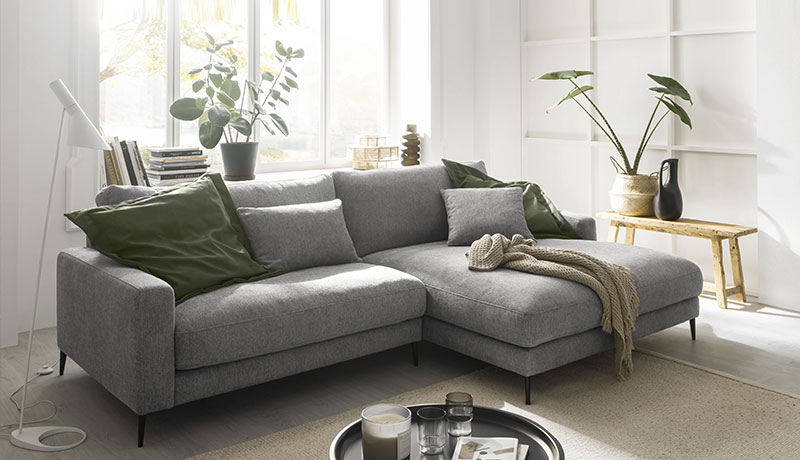 soefacom sofa mit longchair hilma, graues sofa, interior