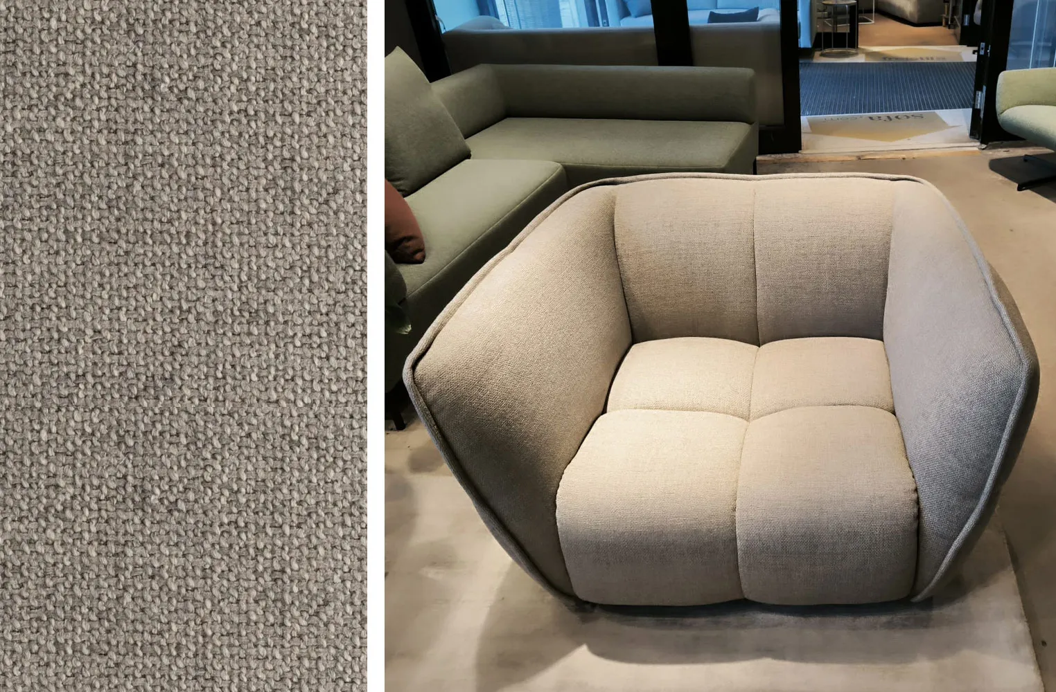 Sessel, Polsterstuhl, Grau, Rippenstruktur, Möbeltextil, 