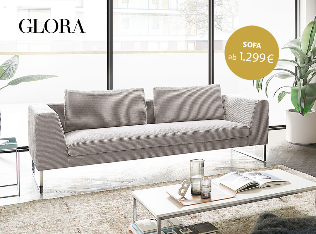 soefa.com Sofa Glora, Cordsofa, 2-Sitzer Sofa in beige