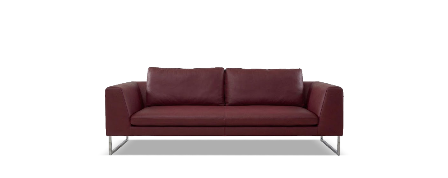 Sofa, Leder, Rot, Zweisitzer, Chromgestell, 