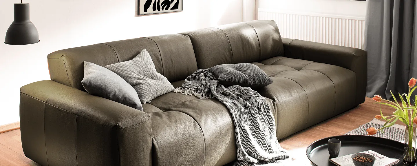 soefacom sofa ledersofa dunkelgrün juvi