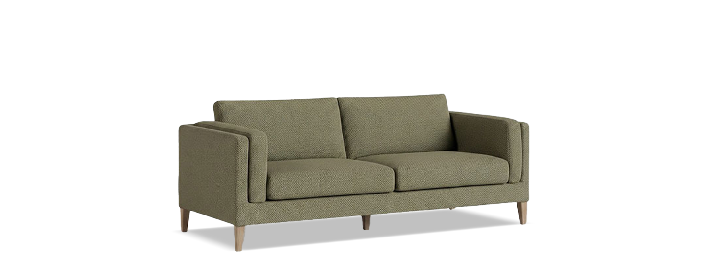 Sofa, Zweier-Sofa, Holzbeine, Grün, Geräumig, Sofa, Dreisitzer, Olivgrün, Gepolstert, Holzbeine, 